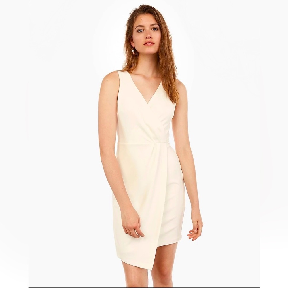 Ivory Front Pleated Express Dress